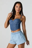 Short en denim avec taille élastique