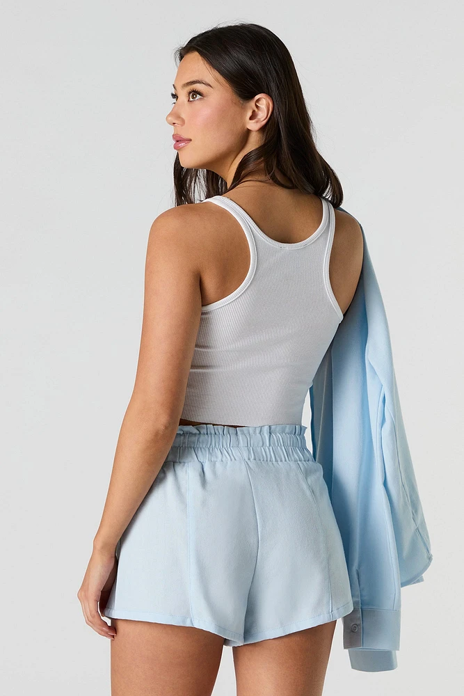 Linen-Blend Flowy Short