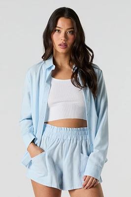 Linen-Blend Flowy Short