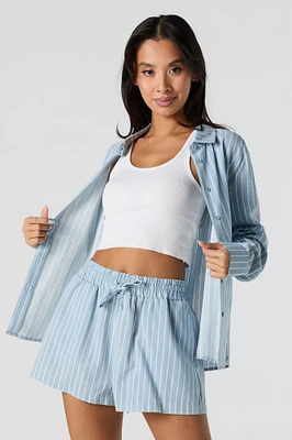 Linen-Blend Drawstring Short