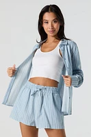 Linen-Blend Drawstring Short