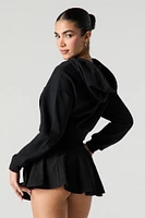Minijupe-short en molleton à taille coulissante