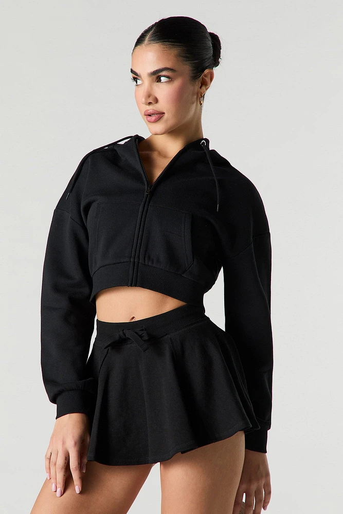 Minijupe-short en molleton à taille coulissante