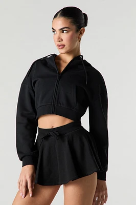 Minijupe-short en molleton à taille coulissante