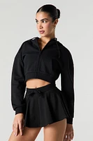 Minijupe-short en molleton à taille coulissante