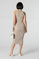 Ribbed Knit Bodycon Midi Skirt