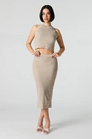 Ribbed Knit Bodycon Midi Skirt