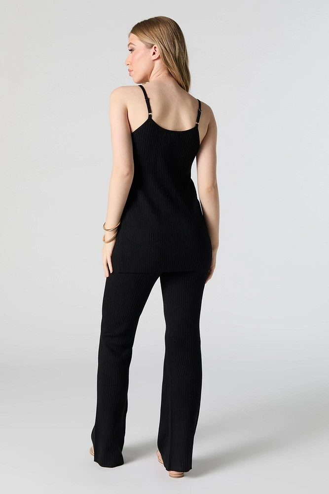 Ribbed Knit High Rise Pant