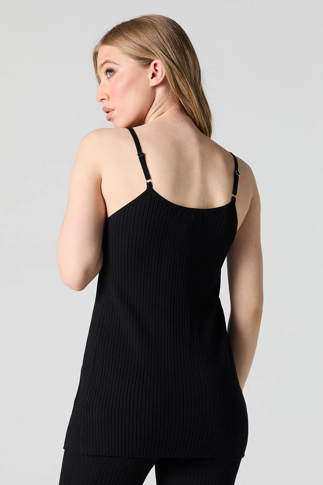 Ribbed Knit Hook and Eye Tank