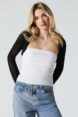 Open Knit Cropped Shrug