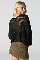 Open Knit Front Cardigan