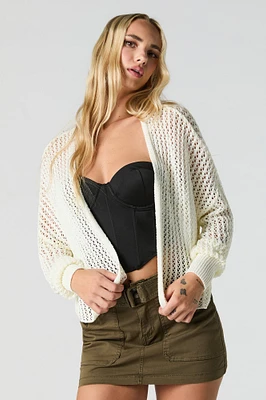 Cardigan ouvert en tricot ajouré