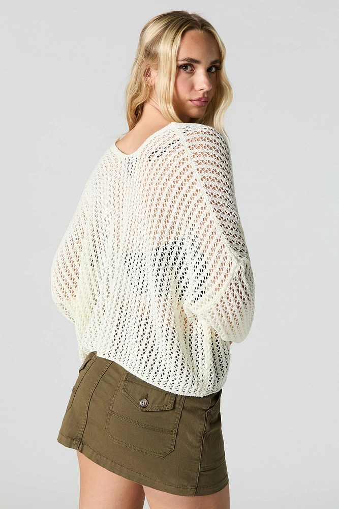 Cardigan ouvert en tricot ajour