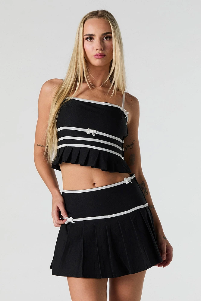 Bow Pleated Crop Top