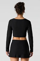 Zip-Up Corset Long Sleeve Crop Top