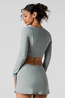 Zip-Up Corset Long Sleeve Crop Top