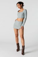 Zip-Up Corset Long Sleeve Crop Top