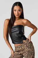 Faux Leather Side Zip Tube Top