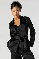 Satin Belted Blazer