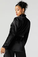 Satin Belted Blazer