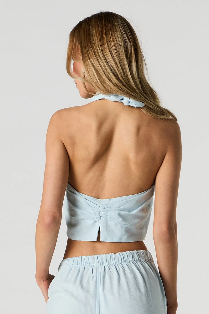 Linen-Blend Halter Vest