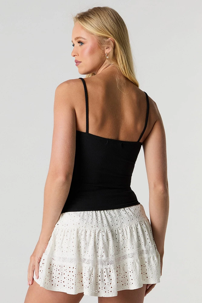 Ribbed Lace Trim Cami