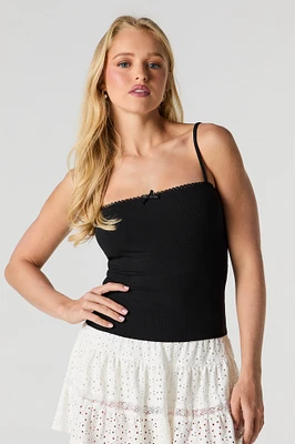 Ribbed Lace Trim Cami