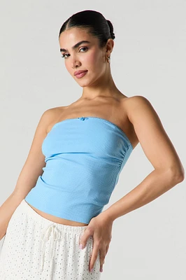 Ribbed Rosette Tube Top