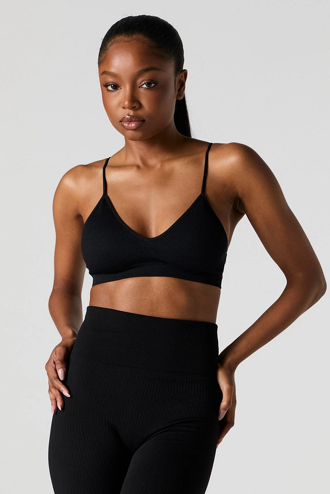 Seamless Ribbed V-Neck Bralette