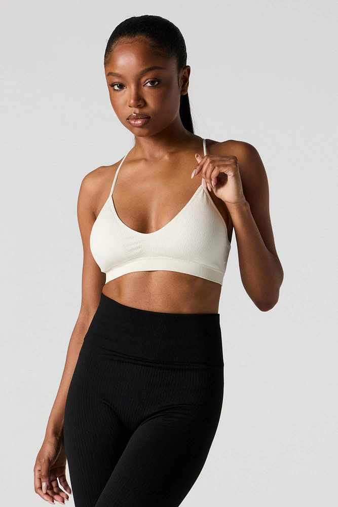 Bralette côtelée sans couture à encolure en V