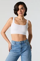 Ribbed Square Neck Ultra Cropped Tank