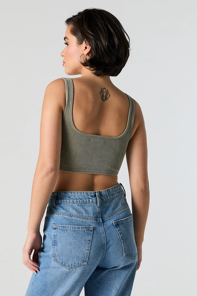 Ribbed Square Neck Ultra Cropped Tank