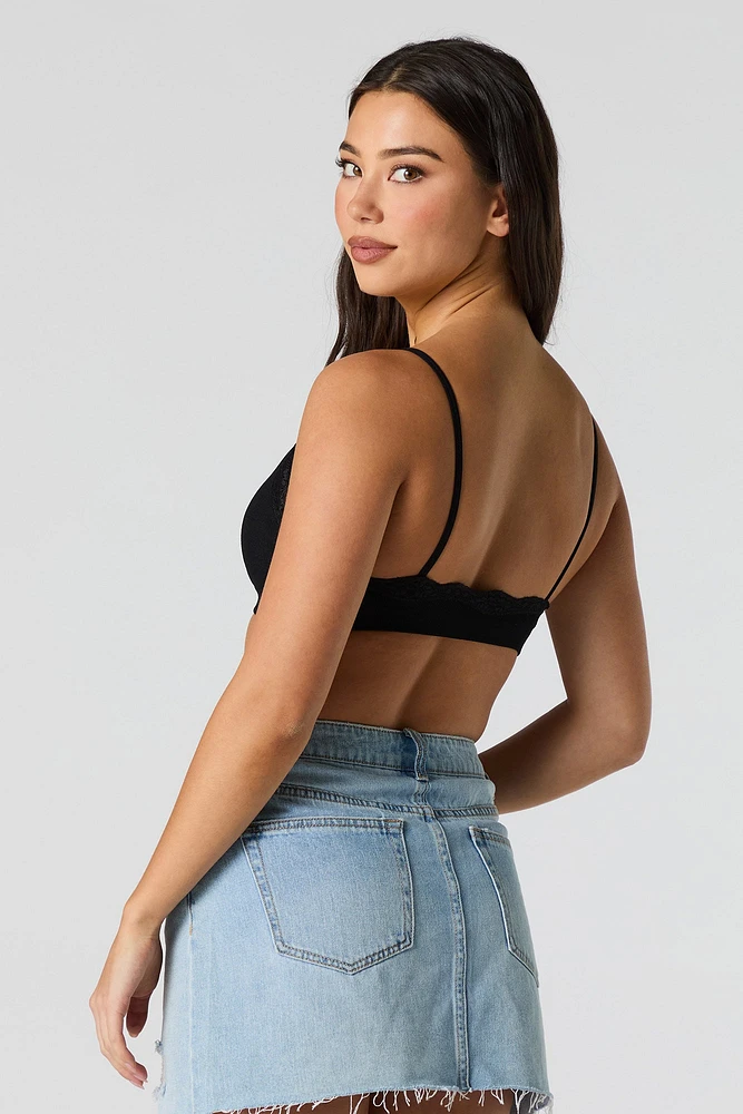 Ribbed Lace Trim Bralette