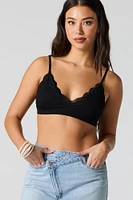 Ribbed Lace Trim Bralette