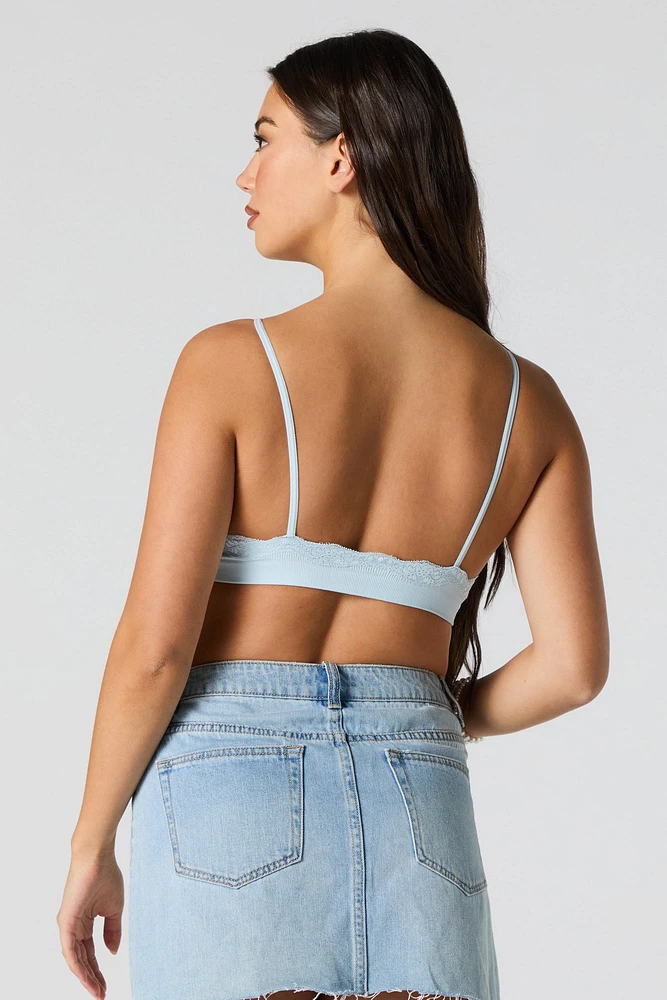 Ribbed Lace Trim Bralette