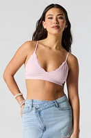 Ribbed Lace Trim Bralette