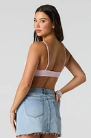 Ribbed Lace Trim Bralette