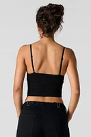 Seamless Ribbed Cropped Cami with Built-In Bra Cups