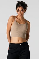 Seamless Ribbed Cropped Cami with Built-In Bra Cups