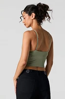 Seamless Ribbed Cropped Cami with Built-In Bra Cups