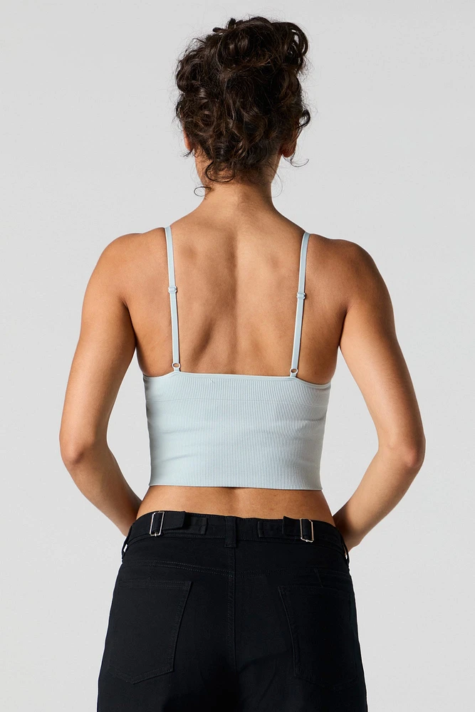 Seamless Ribbed Cropped Cami with Built-In Bra Cups