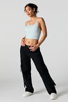 Seamless Ribbed Cropped Cami with Built-In Bra Cups