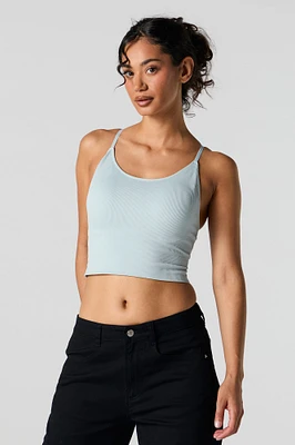 Seamless Ribbed Cropped Cami with Built-In Bra Cups