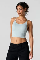 Seamless Ribbed Cropped Cami with Built-In Bra Cups
