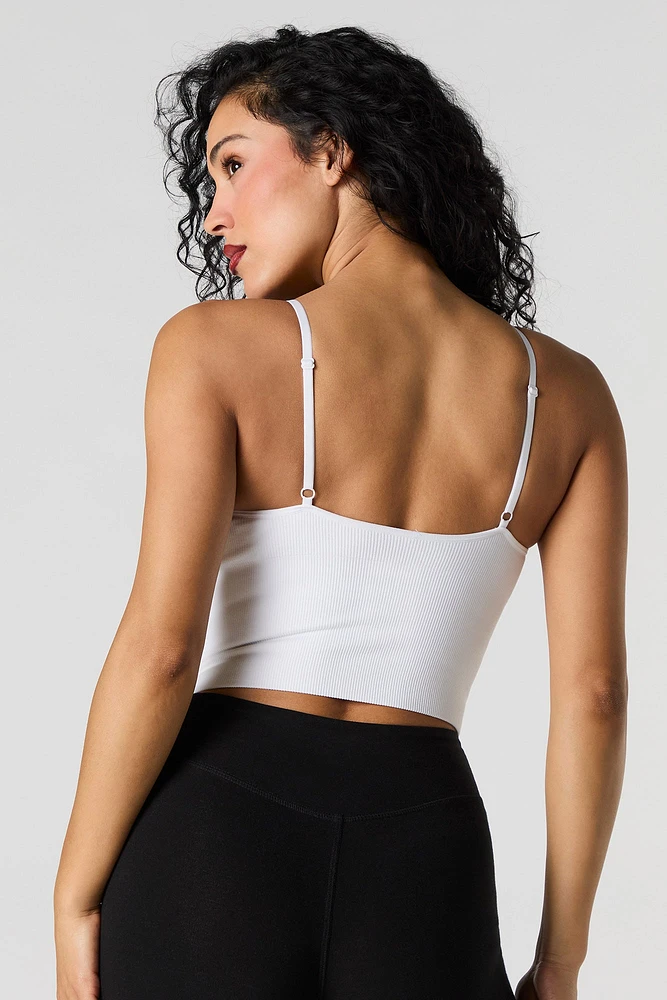Camisole côtelée sans couture à encolure en V avec bonnets intégrés