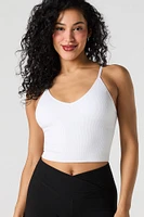 Camisole côtelée sans couture à encolure en V avec bonnets intégrés