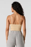 Camisole cÃ´telÃ©e courte sans couture Ã  encolure en V