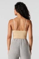 Camisole côtelée courte sans couture à encolure en V