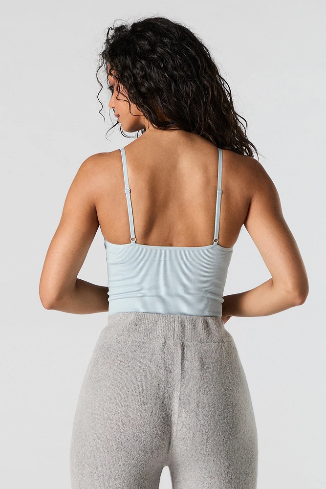 Seamless Ribbed V-Neck Cropped Cami