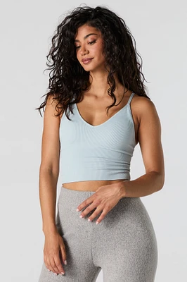 Seamless Ribbed V-Neck Cropped Cami